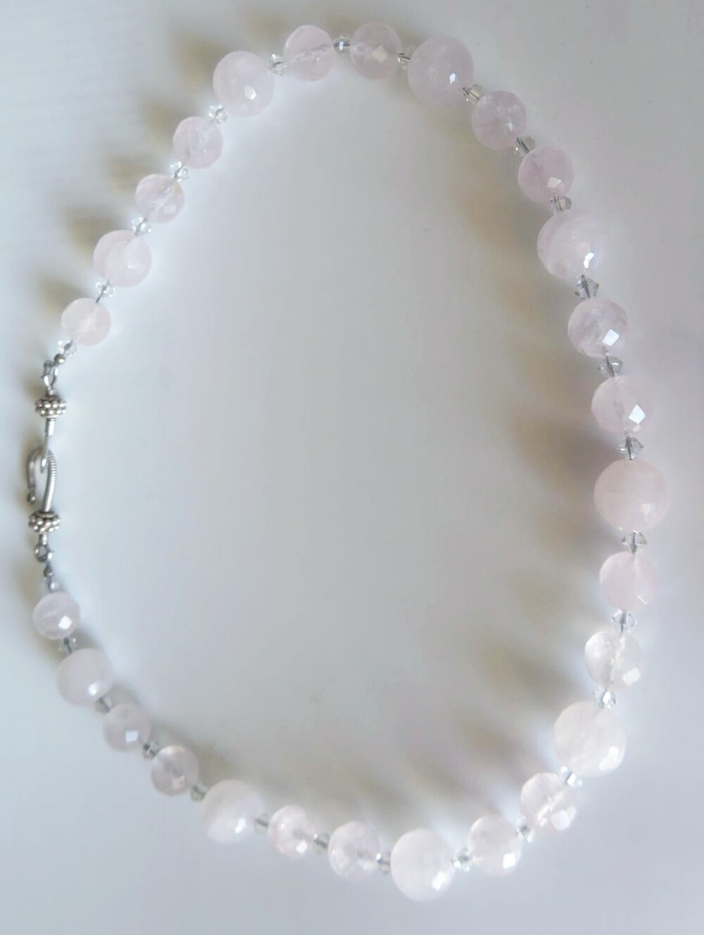 Rose Quartz Swarovski In Sterling Silver Necklace